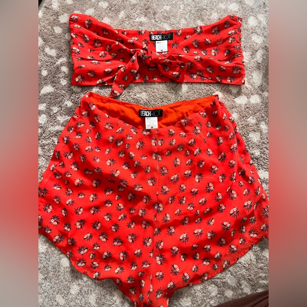 Beach Riot Red Floral Two-Piece Set